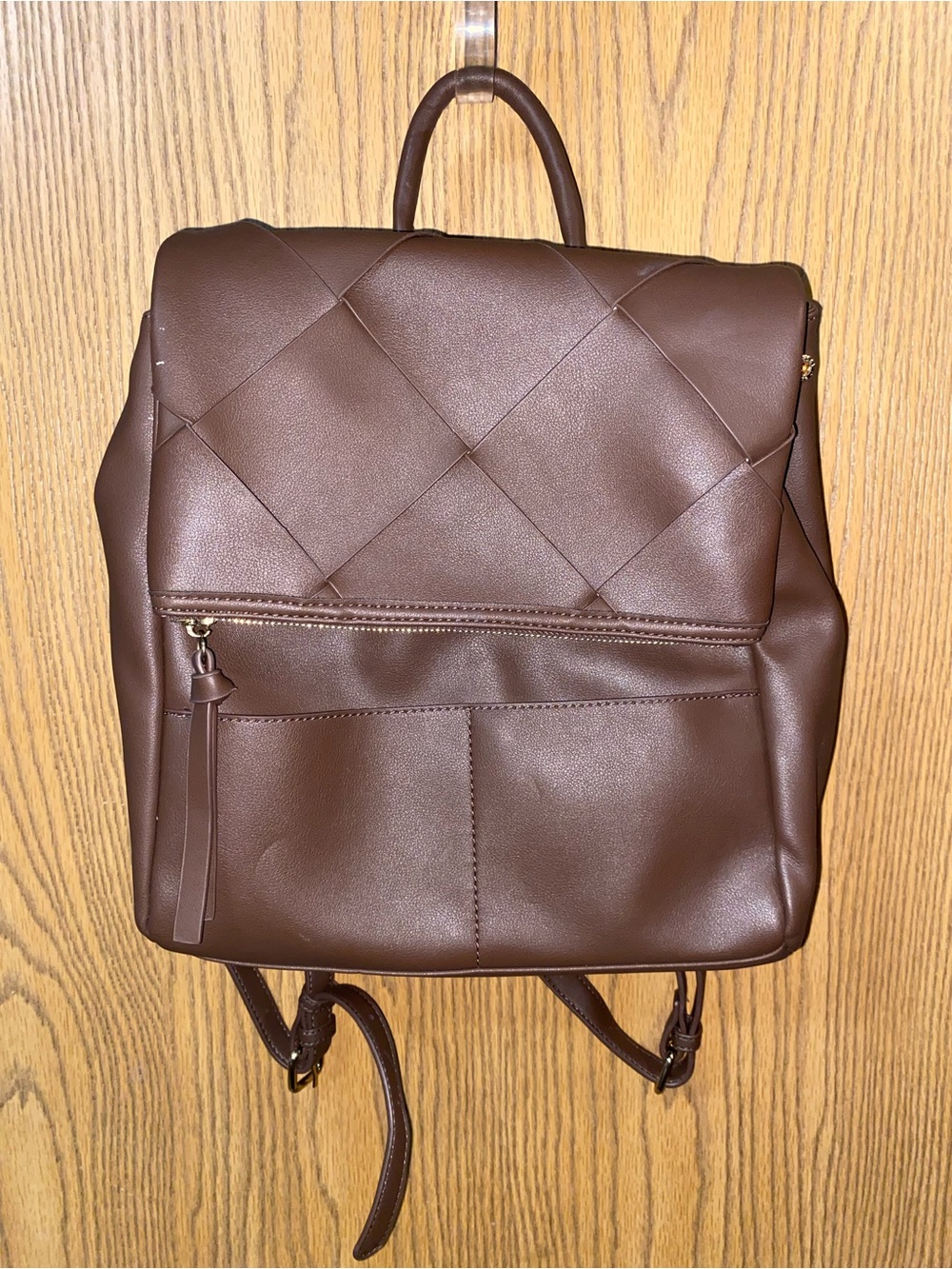 Falls Creek Brown Quilted Faux Leather Backpack